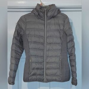 Michael Kors packable down fill short puffer jacket coat Hooded Small taupe MK